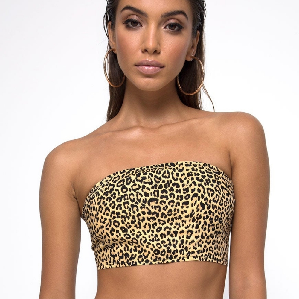 Yellow leopard tube top